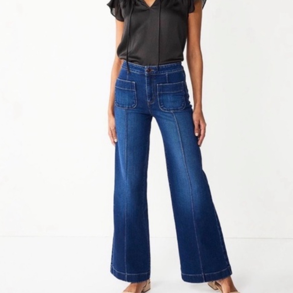 LC Lauren Conrad Super High Rise Wide Blue Women's Jeans - NWOT